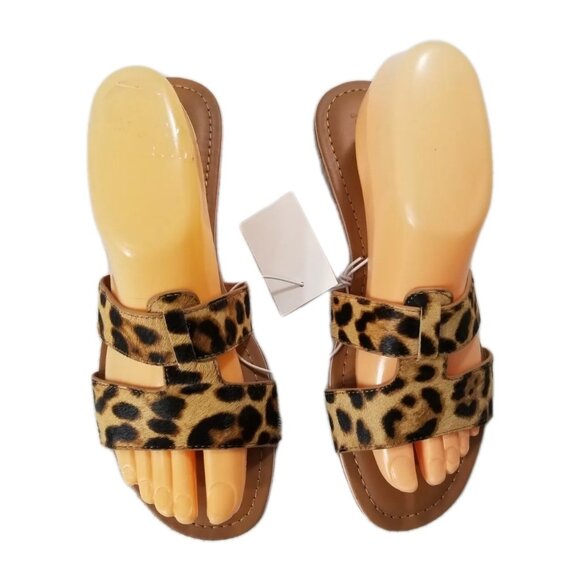 J.CREW Shoes - J CREW Women's Size 7 M calf hair slide sandals Animal Print